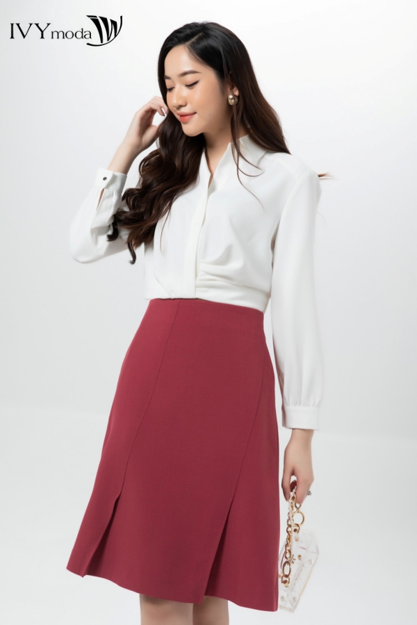 [TỪ 15-19.1|VOUCHER 150K] Áo sơ mi vạt túm lệch IVY moda MS 17B9161