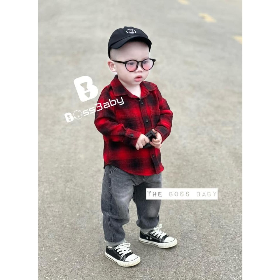 10-30kg bộ sơ mi karo quần jean mềm đẹp