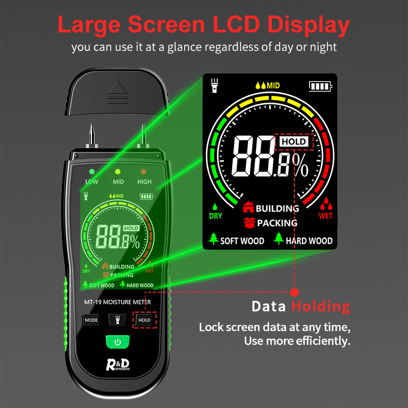 Rd Mt19c Wood Moisture Meter Wall Water Tester Digital Humidity Meter ...