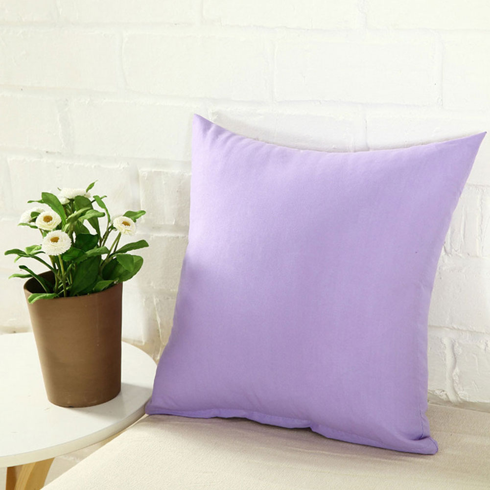 Plain Solid Color Throw Pillow Case Home Sofa Linen Cotton Square Cushion Cover