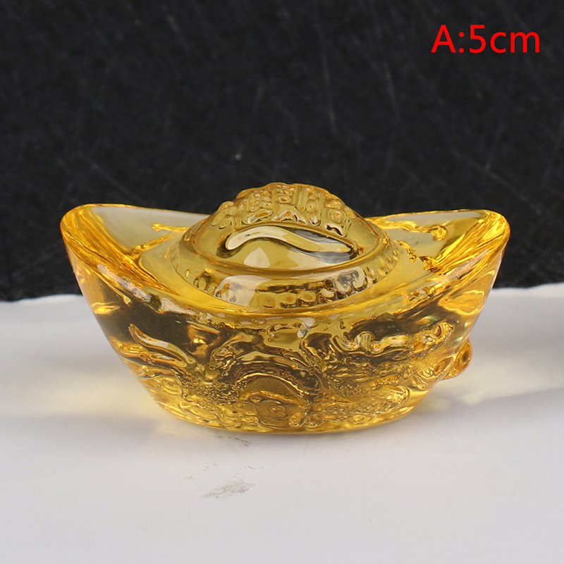 Mô hình thỏi vàng phong thủy trung quốc họa tiết rồng may mắn trang trí nhà cửa Family Flower- INTL