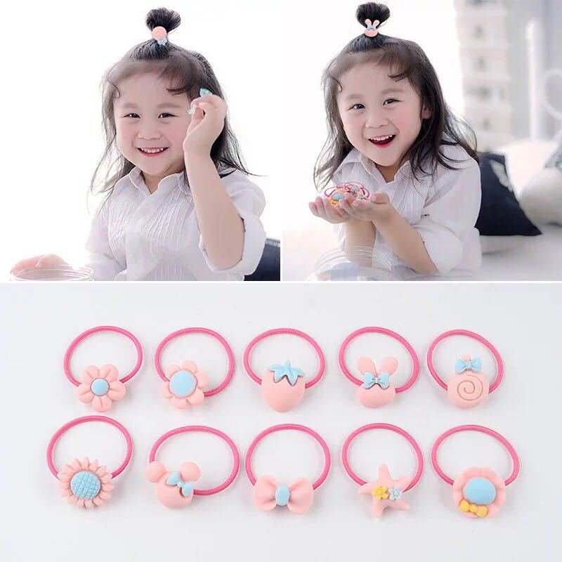 1 Dây cột tóc nhiều hình cho bé gái