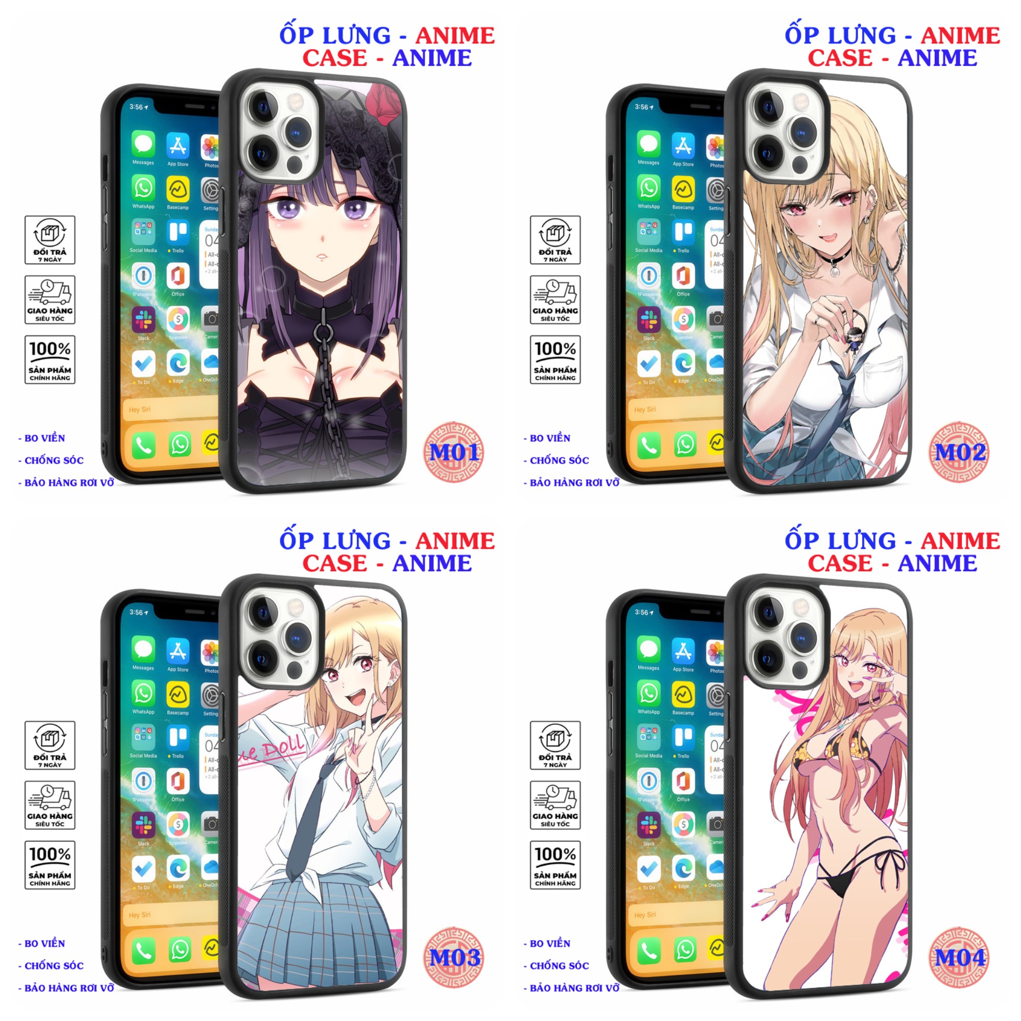 Ốp lưng iphone cao cấp  ANIME - NÀNG NỔI LOẠN X CHÀNG THỢ MAY -MARIN- IP6--13PROMAX