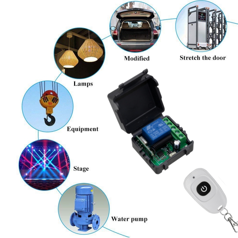 Aitemay 433 Mhz DC 12V 1CH Relay Module Receiver EV1527 Wireless Remote Control Switch for Garage Curtain Lamp Appliance