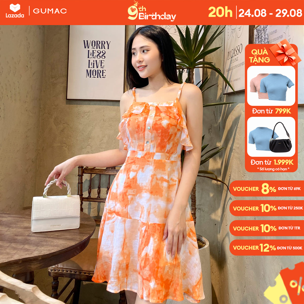 Đầm a mini phối bèo gumac dd04053