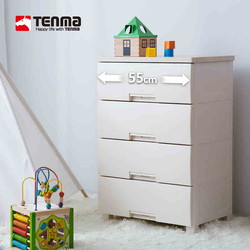 4 Tier Wooden Top Plastic Drawer Storage Cabinet Length 55cm Plastic Drawer Storage Cabinet