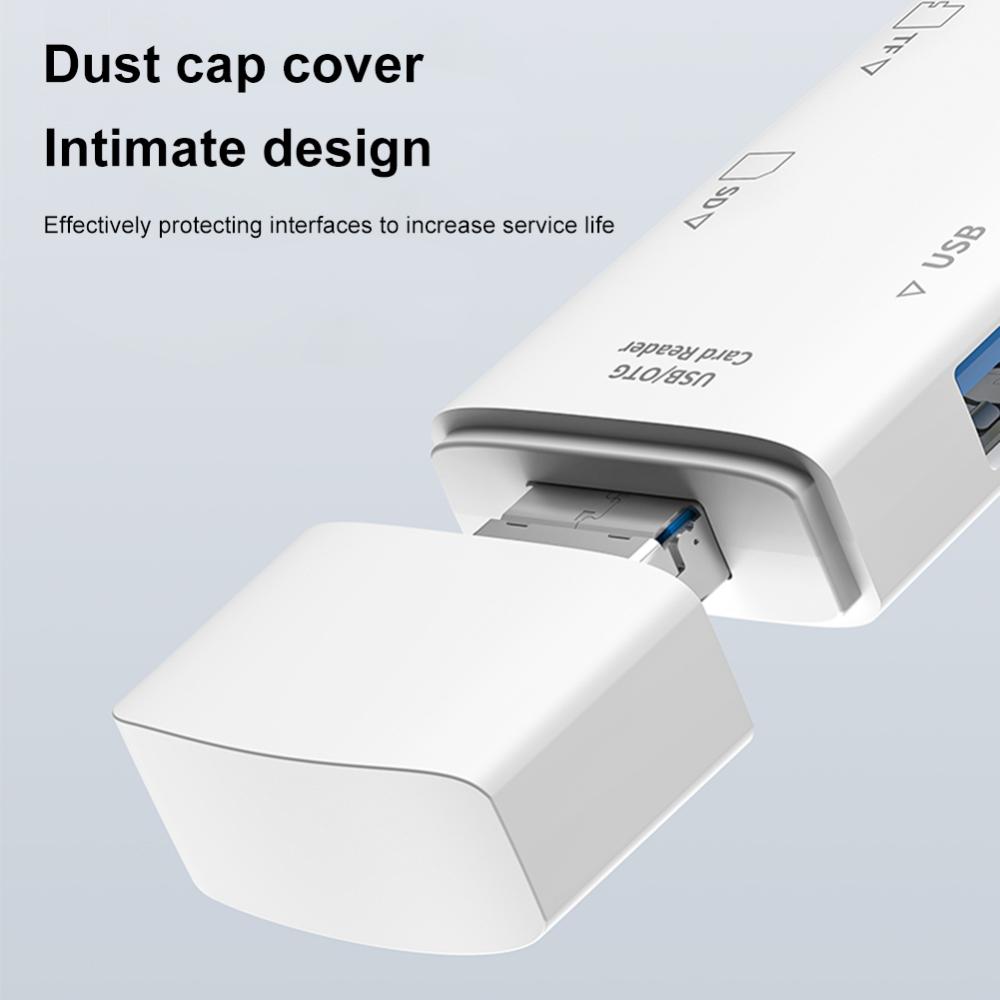SD/TF Card Reader Adapter 7 in 1 Type-C/USB/ Micro Multifunctional Card Reader High Speed Transmission for Laptop
