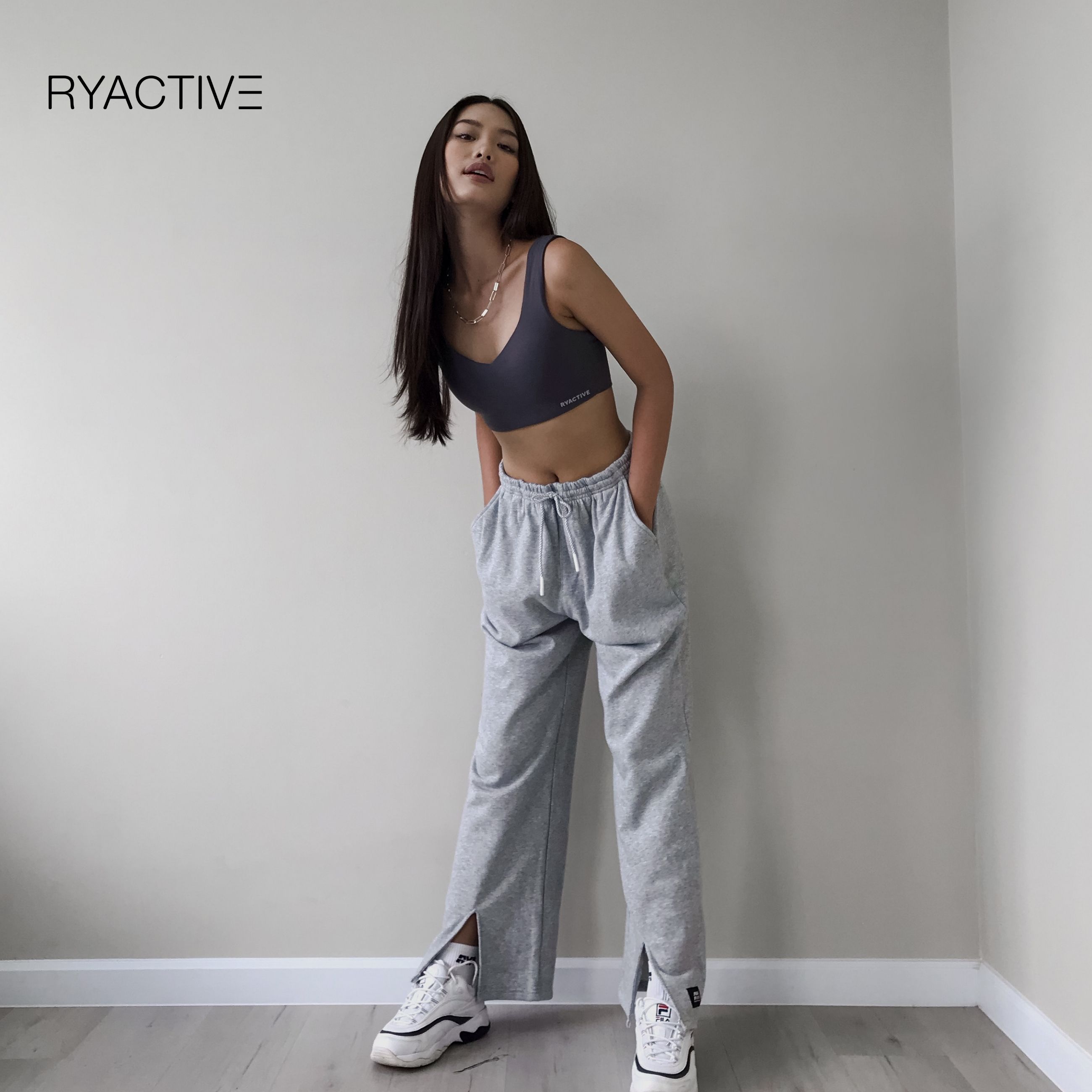Quần nữ ống rộng RYACTIVE - RYA Loose Pant Light grey