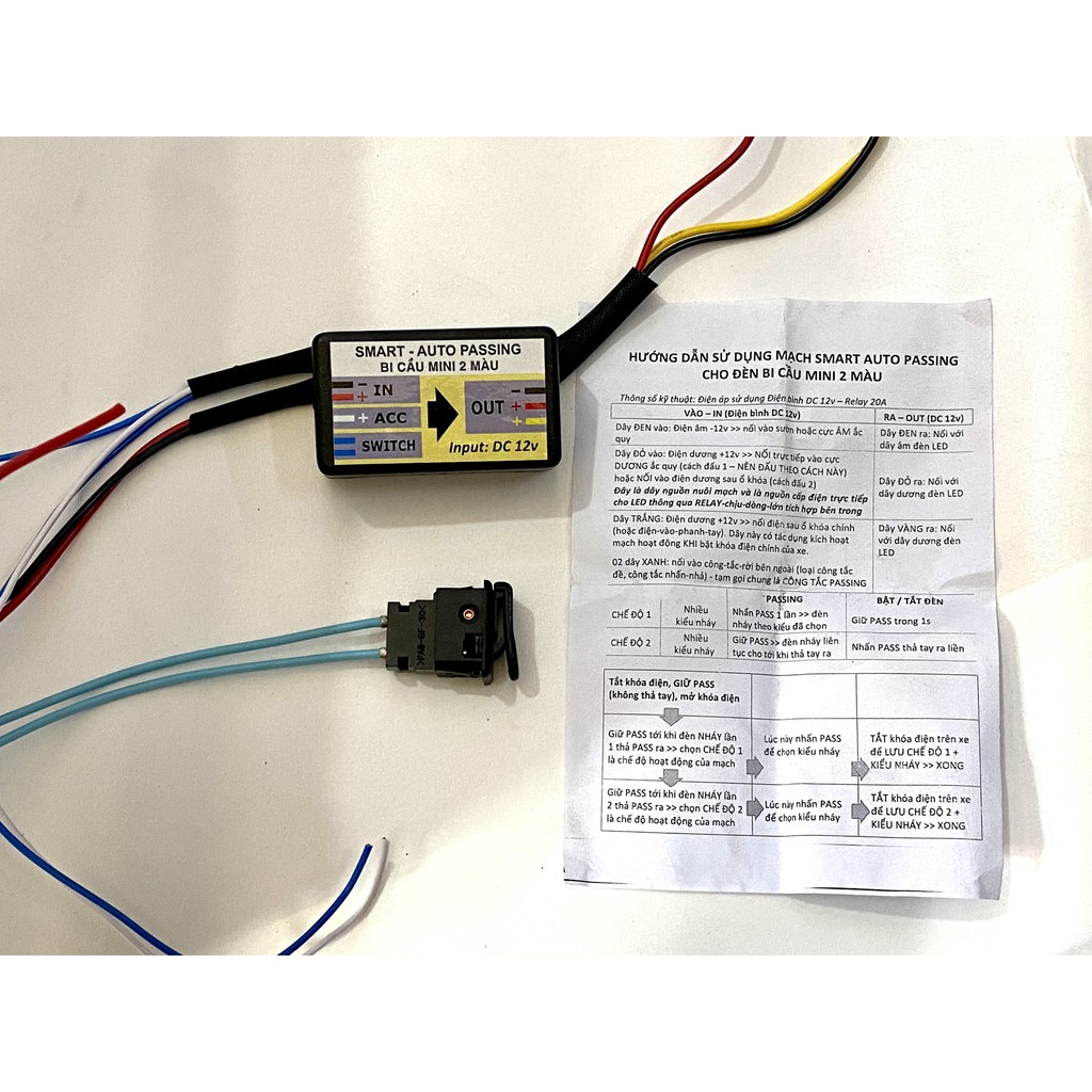 Mạch Passing đèn trợ sáng mini 2 màu - Tặng Công Tắc