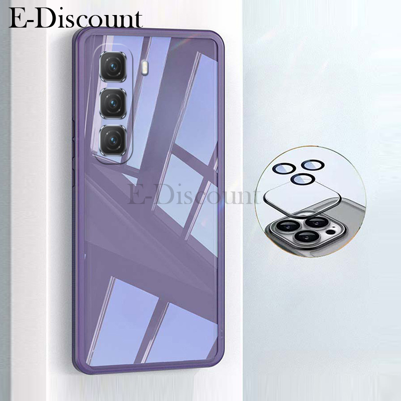 New Phone case infinix Hot 50 Pro+ Back cover Camera Protection Semi Transparent Soft Silicone Shockproof with Lens Protector Films For infinix Hot 50 Pro + case.