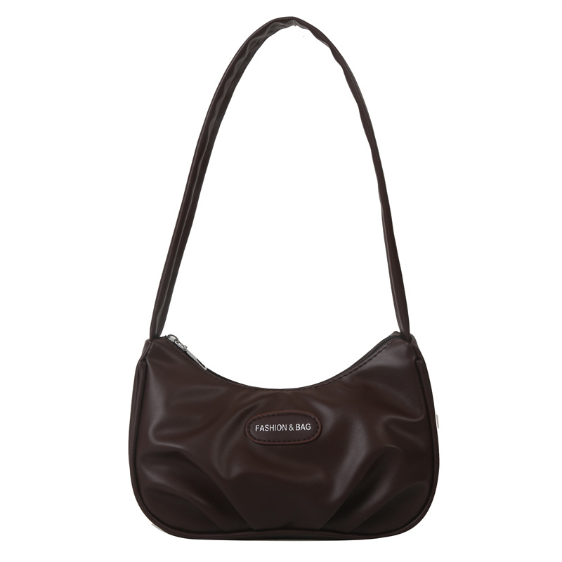 QFDI Niche textured silver bag New shoulder cross-body bag Premium pleated crescent bag
