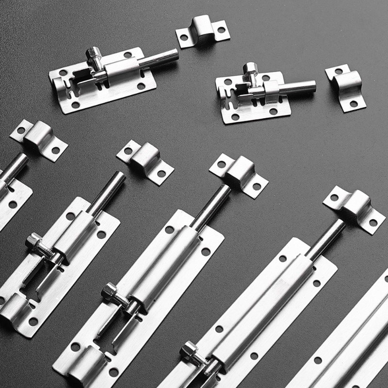 1.5-6 Inch Long Silver Stainless Steel Door Latch Solid Sliding Lock Bolt Latch Hasp Staple Window Cabinet Gate Safety Lock Door Bolts