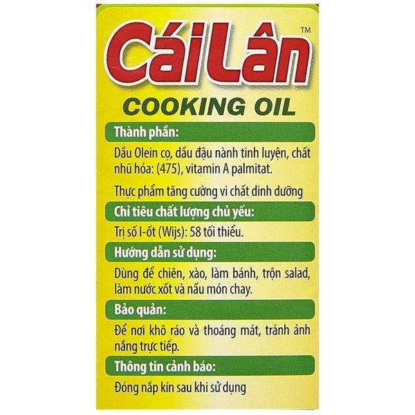 Dầu thực vật tinh luyện Cái Lân chai 1 lít