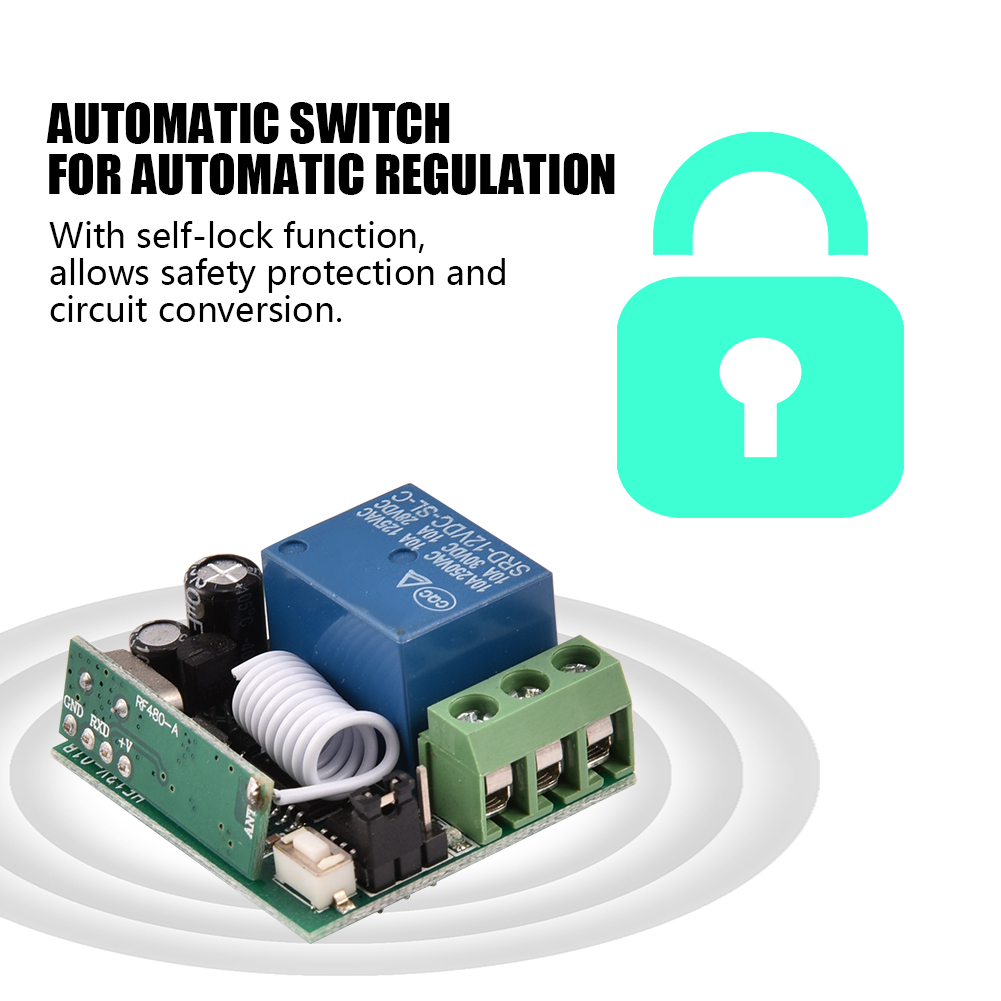 DC 12V 10A Single Channel Relay Module RF Wireless Relay Switch with Remote Control Transmitter 315/ MHz Frequency Ensure Sensitive