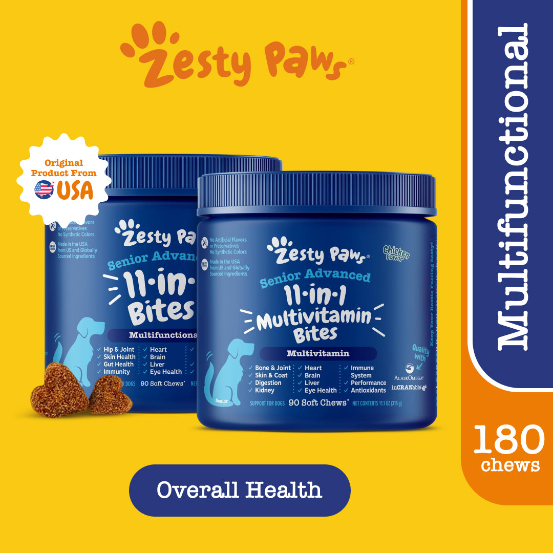 Zesty Paws Senior Advanced 11in1 Multivitamin Bites Soft Chews for