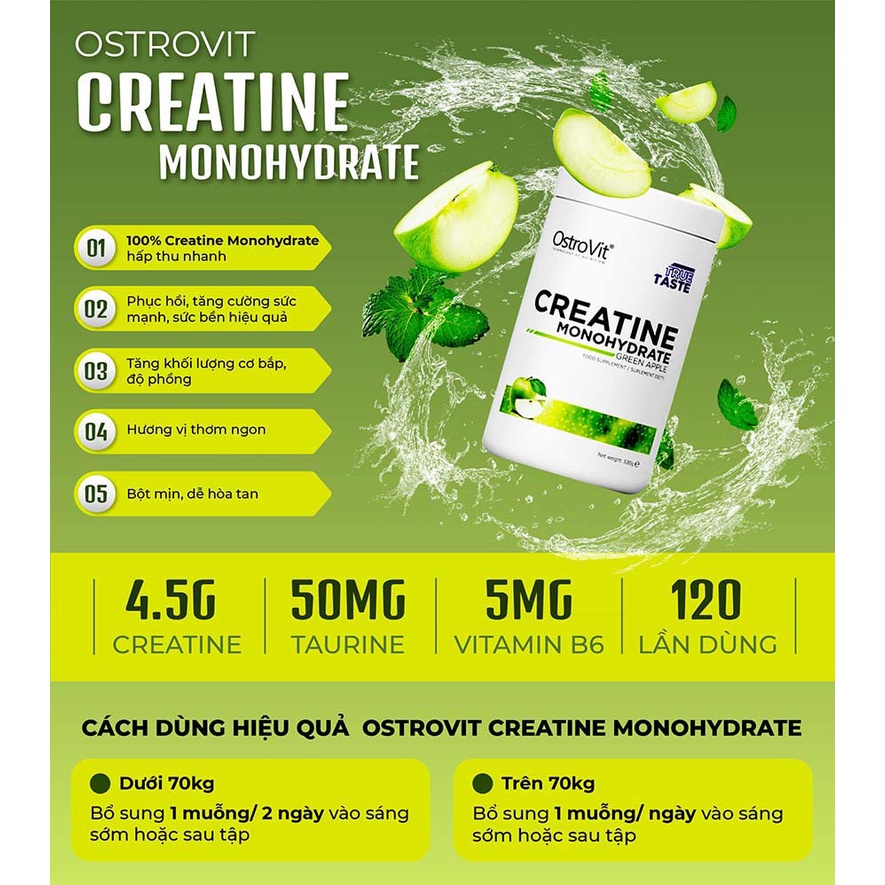Thực Phẩm Bổ Sung 100% Creatine Monohydrate Tinh Khiết Tăng Sức Manh, Tăng Cơ Nạc, Căng Phồng Cơ