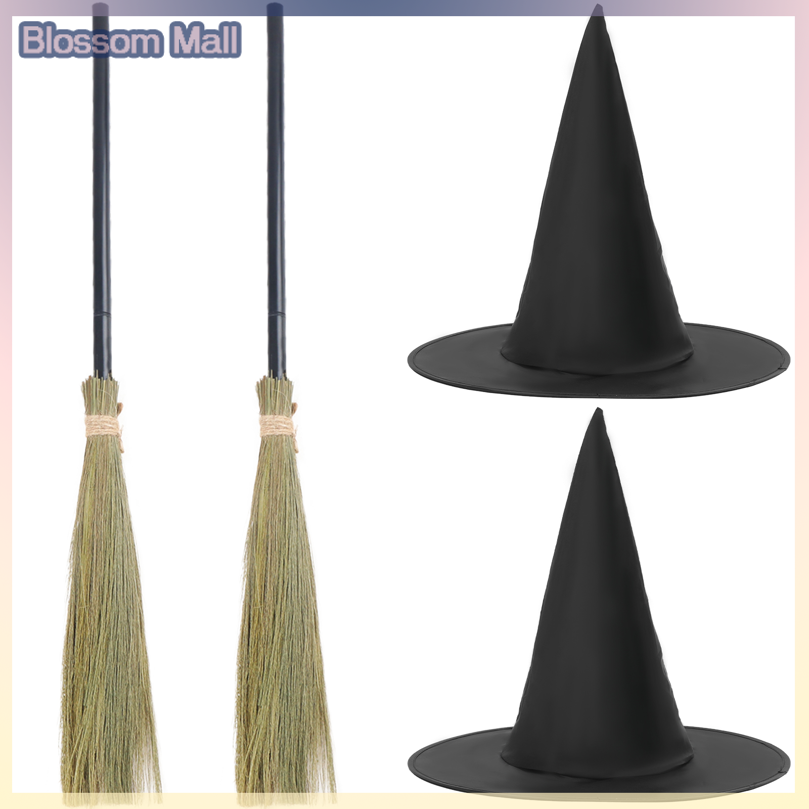 [Blossom] Halloween Witch Broom Plastic Witch Broomstick Broom Props Witch Broom