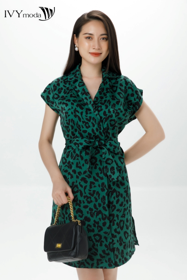 Đầm lụa họa tiết dáng chữ A moda MS 40M7303