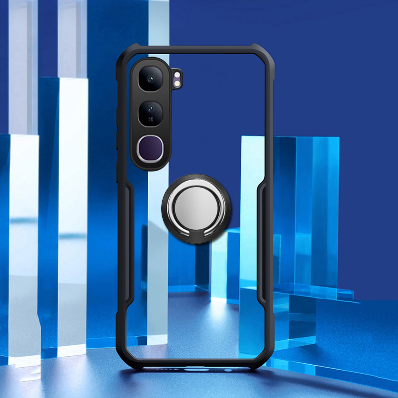 For VIVO Y21D Y31 Phone Case Ring Ultra Thin Clear Car Kickstand Bracket Soft Air Cushion Shockproof Armor Cover for Vivo Y31 Y21D Cover Casing HP.