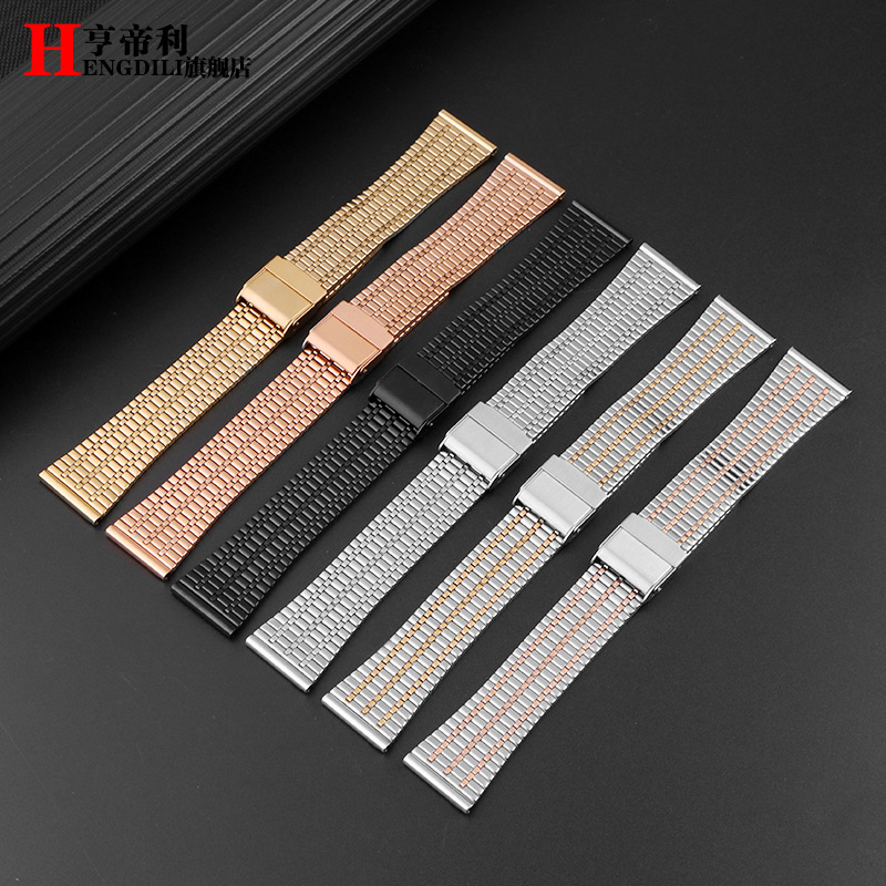 New%20Quick%20Release%20Spring%20Bar%20Stainless%20Steel%20Watch%20Strap%2018%2020%2022mm%20Safety%20buckle%20Men%20Watchband%207%20Beads%20Bracelet%20Black%20Rose%20Gold%20-%20Image%202