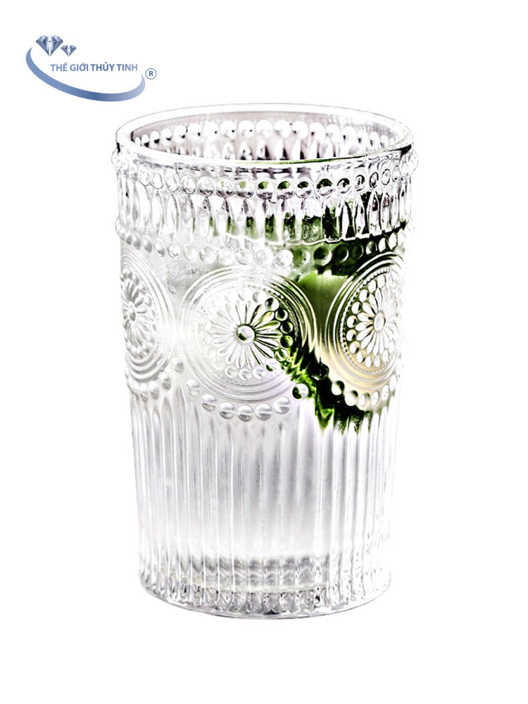 LY THỦY TINH CAO CẤP HOA MẶT TRỜI 350ML - DELI