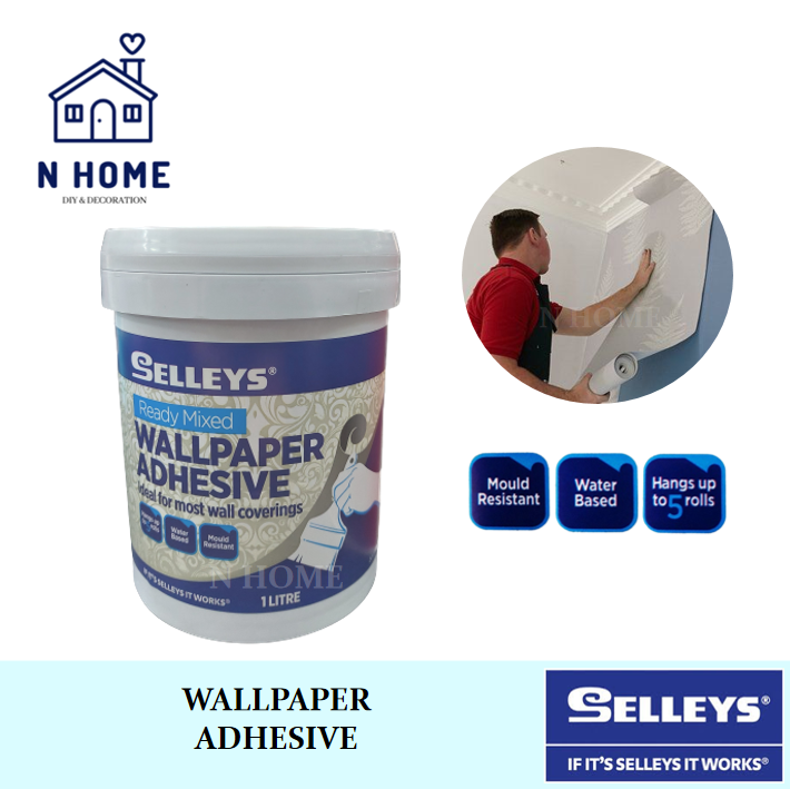 Selleys Wall Paper Adhesive 1 Liter Glue Wallpaper Wall Lining Paper ...