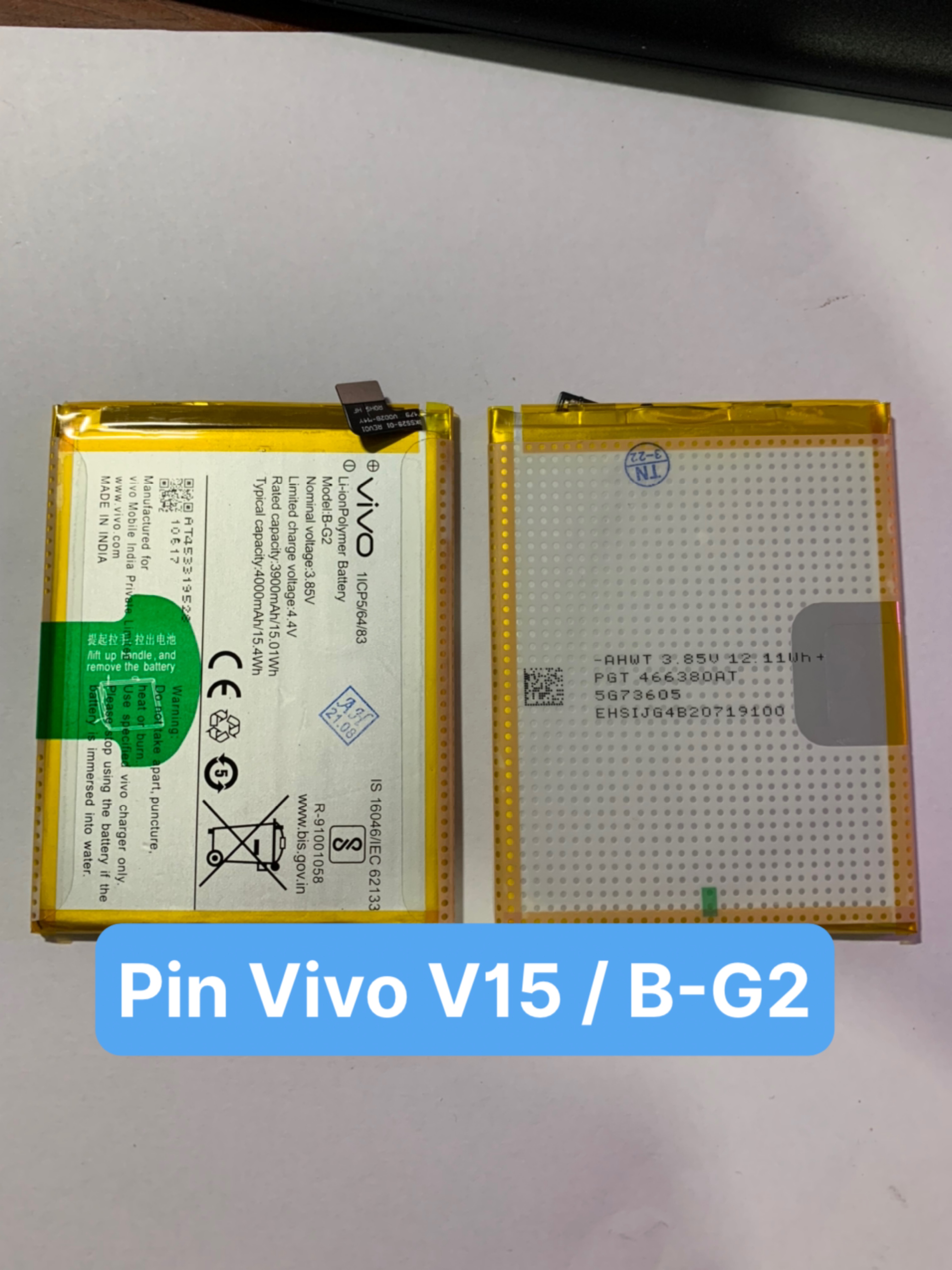 Pin zin vivo v15 / v1831 / b-g2 / 4000mah / có bảo hành
