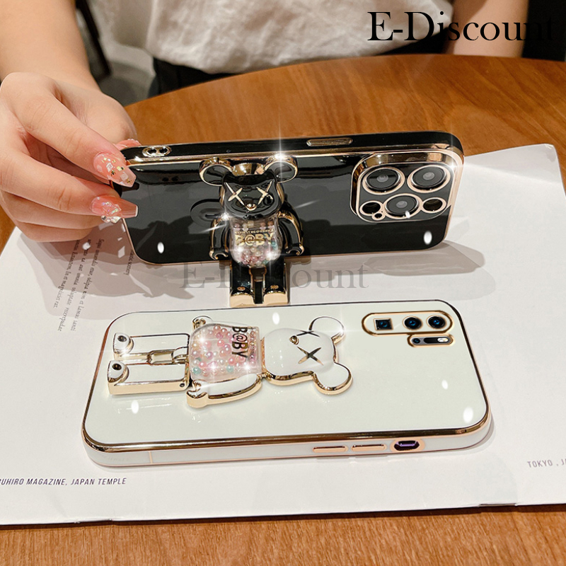 New Phone case Xiaomi Poco C75 Back cover Soft Electroplated Quicksand Hourglass Pellet KWAS Bear silicone shockproof Protector Smooth For Xiaomi Poco C75 case.