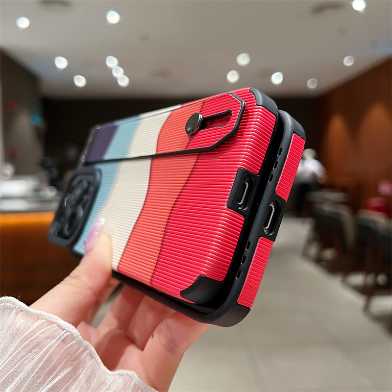 Colorful Wave Pattern Fashion Phone Case for IPhone 7 8 Plus SE 3 Shockproof Phone Case for IPhone 11 12 13 14 Pro Max Casing Leather Wristband Back Cover