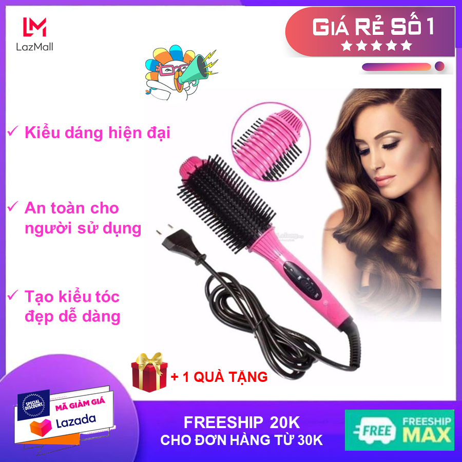 [TẶNG QUÀ] Lược Điện Uốn Tóc Đa Năng NOVA. Lược điện sấy cúp chải thẳng Nova 8810 (Hồng)