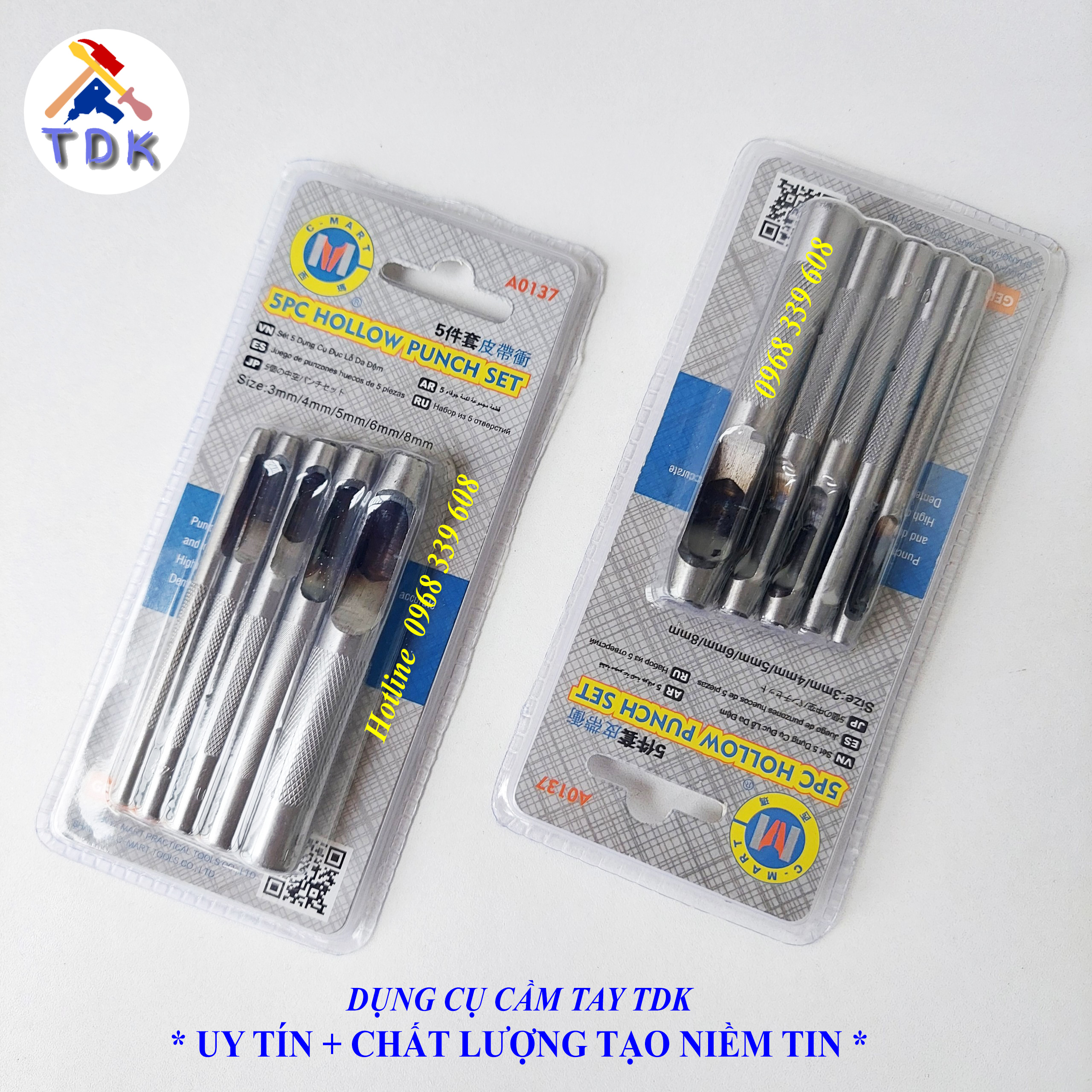 Bộ dụng cụ đột lỗ gioăng phớt 5 món từ 3-8mm a0137 cmart