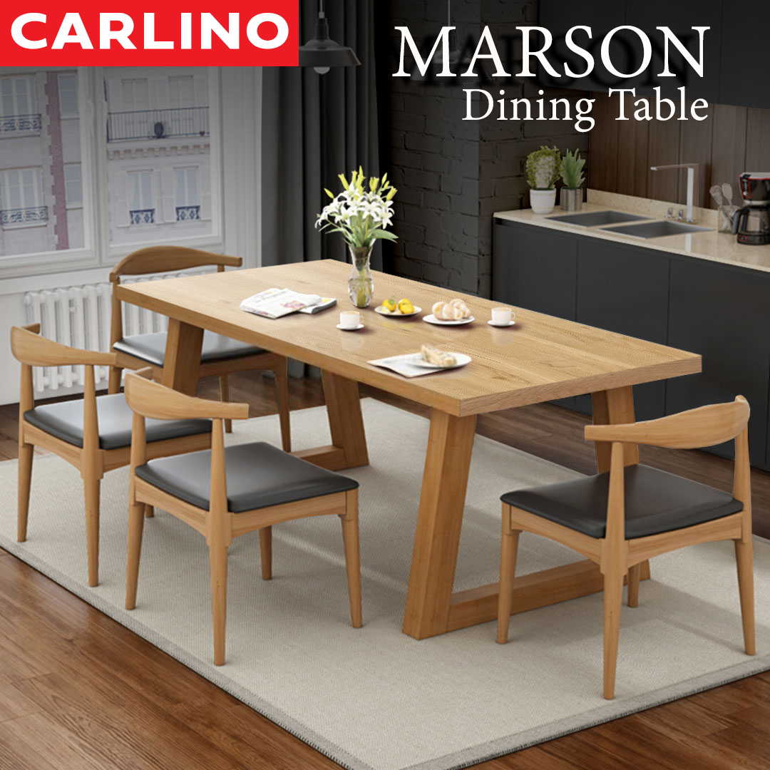 (*สินค้าพร้อมส่ง*) MR.CARLINO:โต๊ะ โต๊ะรับประทานอาหาร โต๊ะไม้แท้ โต๊ะไม้ โต๊ะอาหาร โต๊ะกินข้าว คุณภาพดี  (120cm x 60cm) (Nazis /Marson /Modern Dining Table)