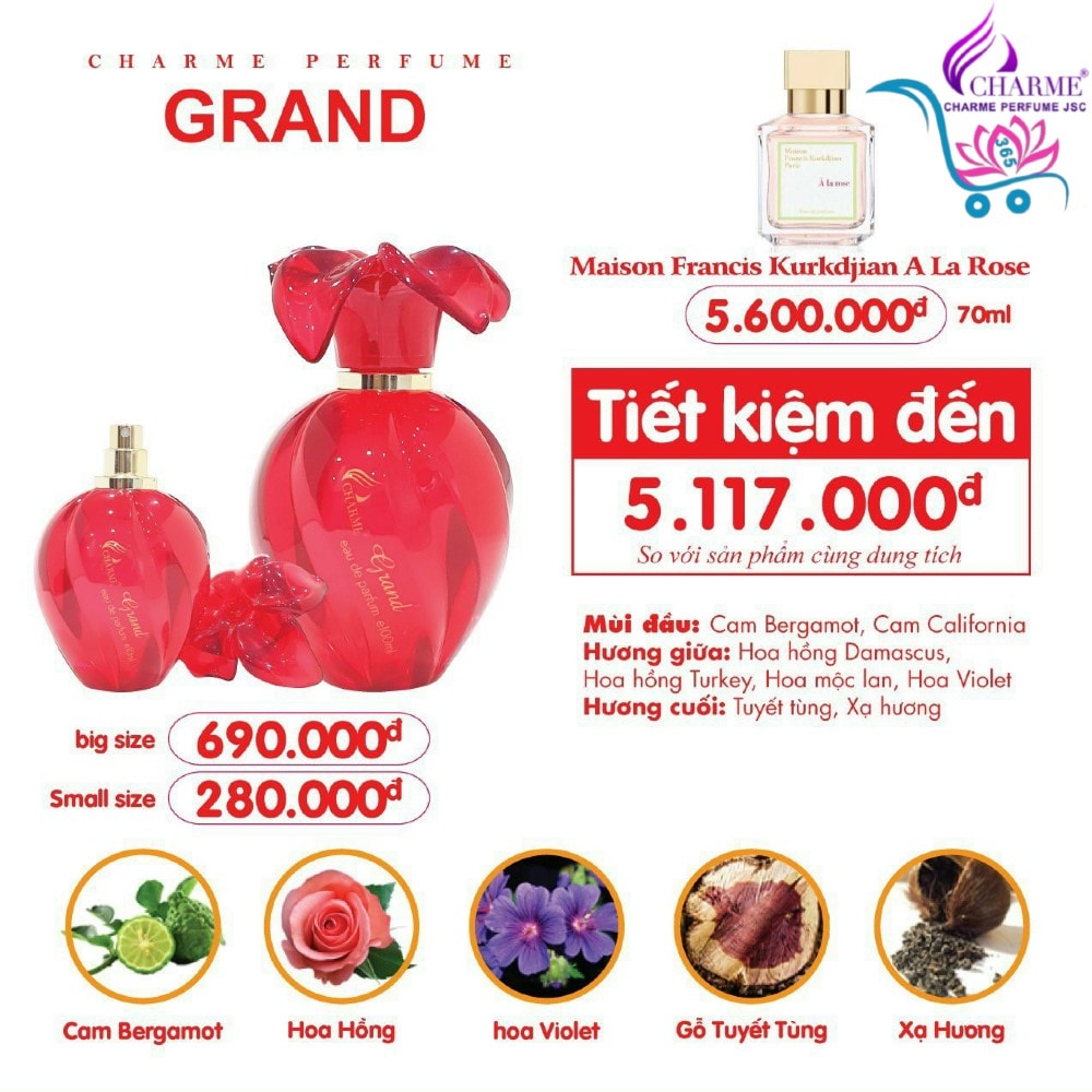 [Chính Hãng Char.me] Nước hoa nữ Grand (100ml - 30ml)