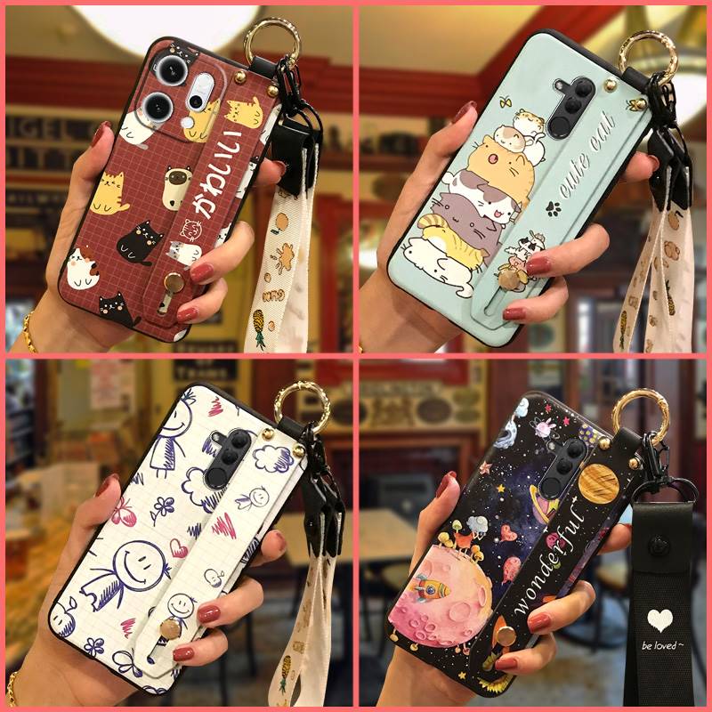 Cute Fashion Design Phone Case For OPPO Reno14 Pro 5G Soft case Durable Kickstand Back Cover Wristband Anti-dust Cartoon. 