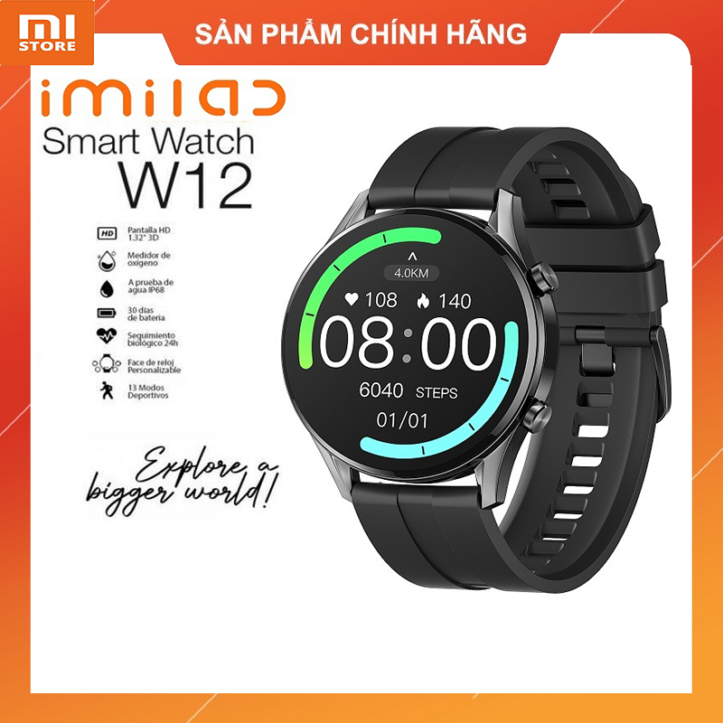 Đồng hồ thông minh Xiaomi IMILAB W12 Bản Quốc Tế đo chỉ số SpO2 và nhịp tim