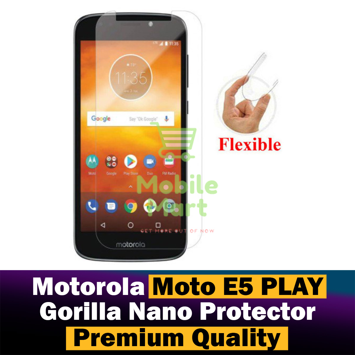 Motorola Moto E5 Play Unbreakable Gorilla Flexible Nano Glass Premium High Quality Screen Protector For Motorola Moto E5 Play. 