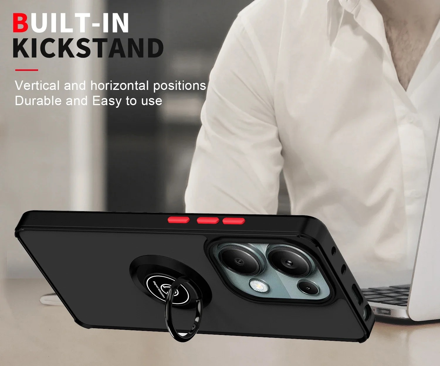Phone cover Redmi 13X Back case Side Stripe Design Soft TPU Matte Texture Multifunctional Bracket All Inclusive Protection For Redmi 13X Phone cases.