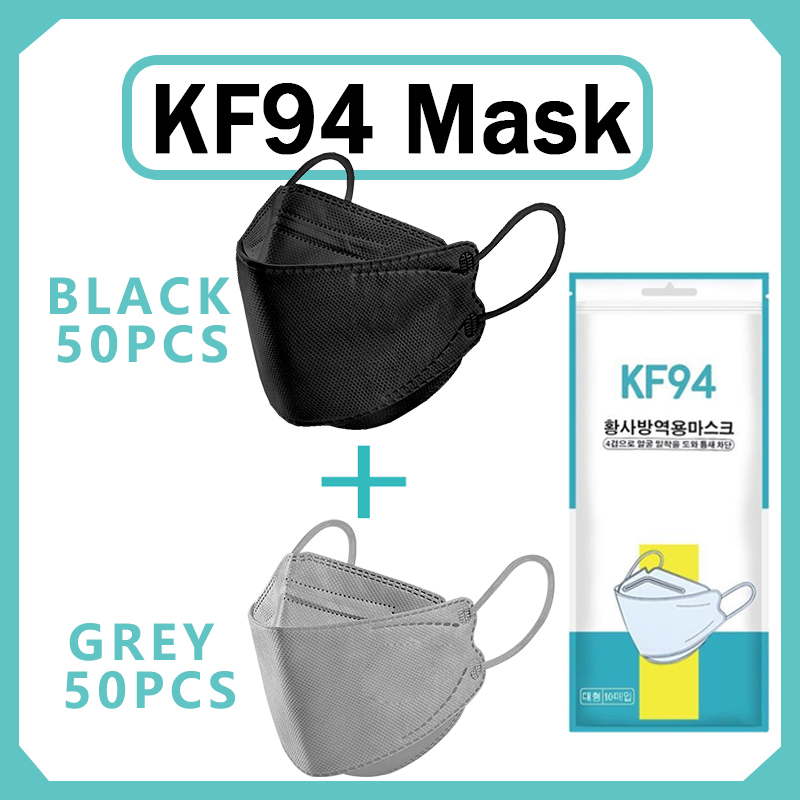 【Pack of 50】 KF94 Mask KOREA Certified White Face Mask 4Layered 3D