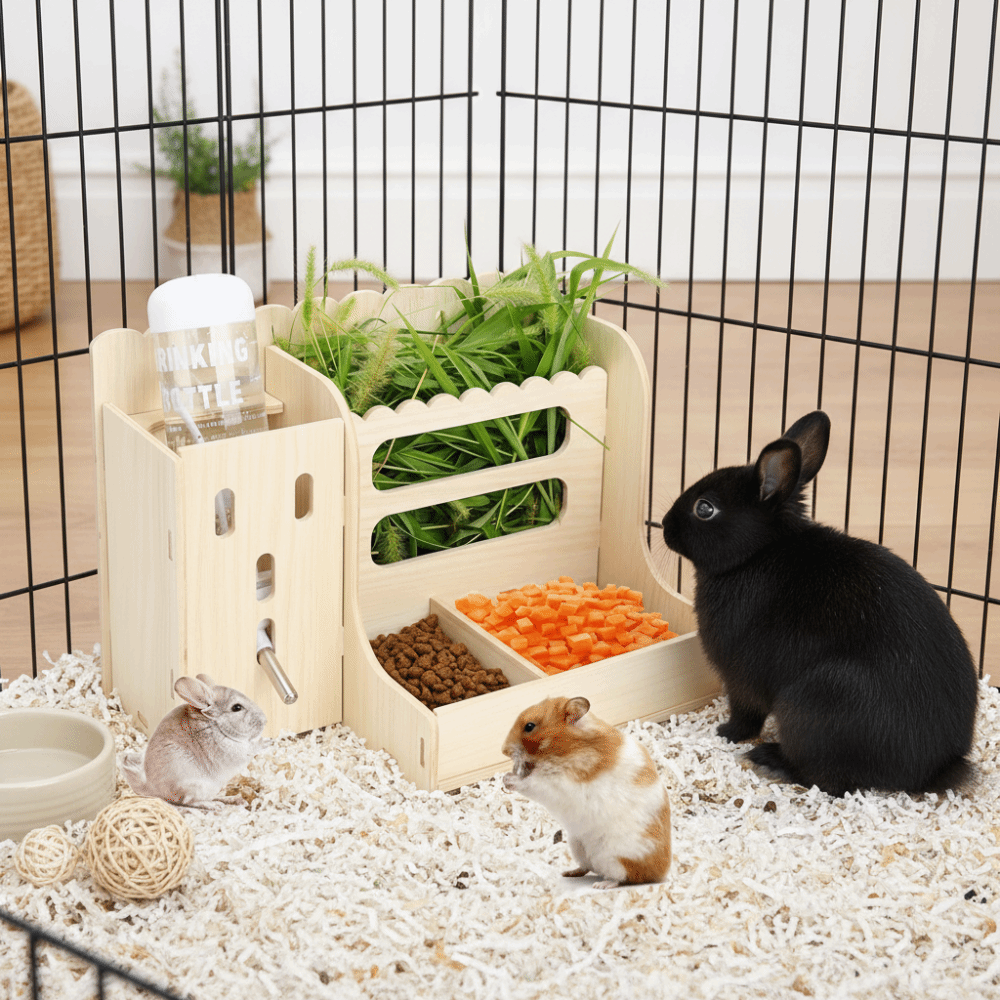 Small Rabbit Hay Rack Multi-functional 2 in Rabbit Hay Feeder Detachable Bite Resistant ...