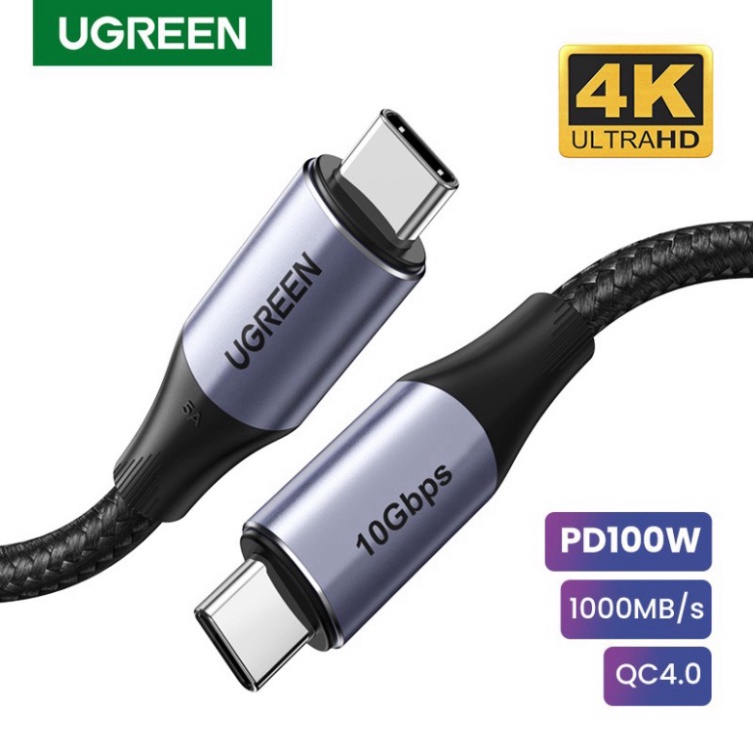 Cáp usb type c 3.1 to type c gen 2 ugreen us355 chính hãng 50230 80150 dài 1met sạc 100w,truyền dữ liệu,hình ảnh 4k a