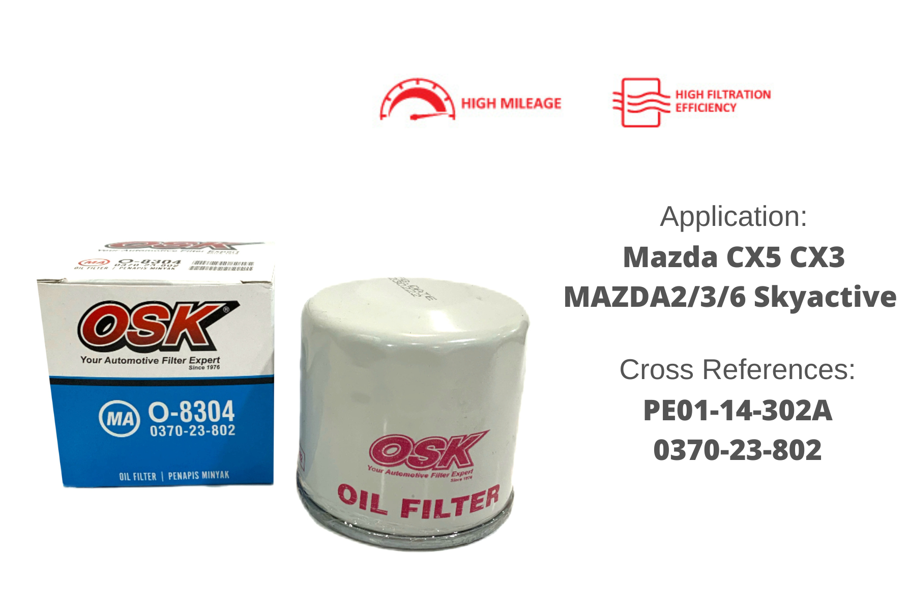 OSK OIL FILTER MAZDA CX3 CX5 MAZDA2/3/6 SKYACTIV Lazada
