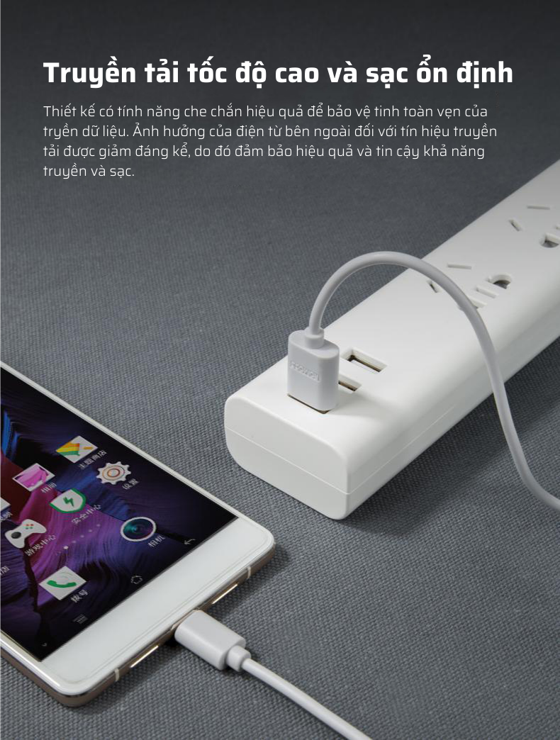 Cáp sạc nhanh Romoss, cáp sạc CB05 cổng sạc Micro USB dây dài 1m