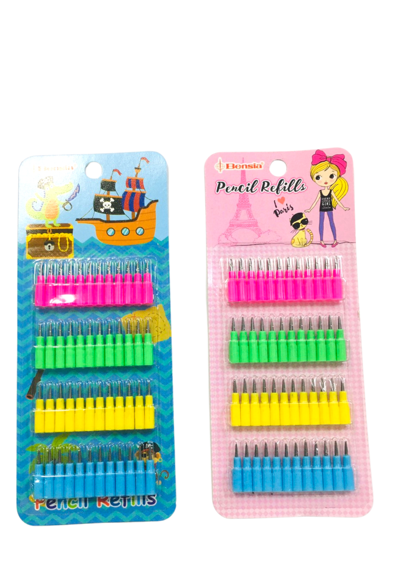 Vỉ 48 ruột thay thế bút chì khúc bensia d-4236, 4 màu