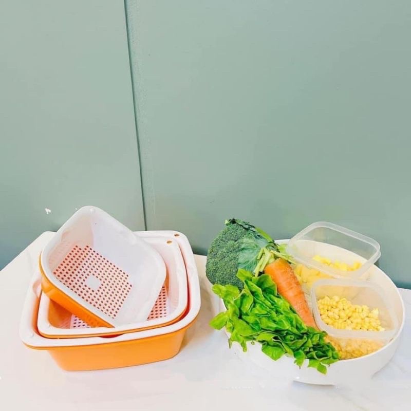 Bộ Rổ Chậu Nhựa Đa Năng Ecco 3 Rổ & 3 Chậu (6 Cái)