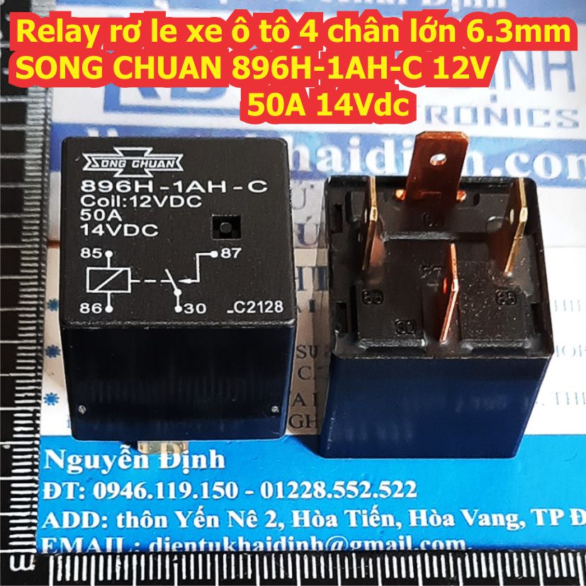 Relay rơ le xe ô tô 4 chân lớn 6.3mm SONG CHUAN 896H-1AH-C 12V 50A 14Vdc 24V 20A 28Vdc kde0271