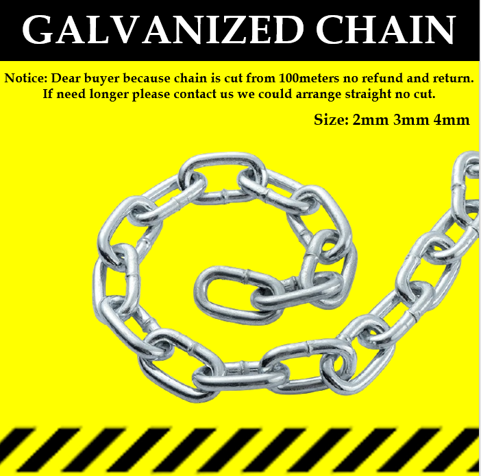 Twin Jean III 2mm 3mm 4mm Chain Stainless Steel 304 & Galvanized Chain per meter Lazada PH