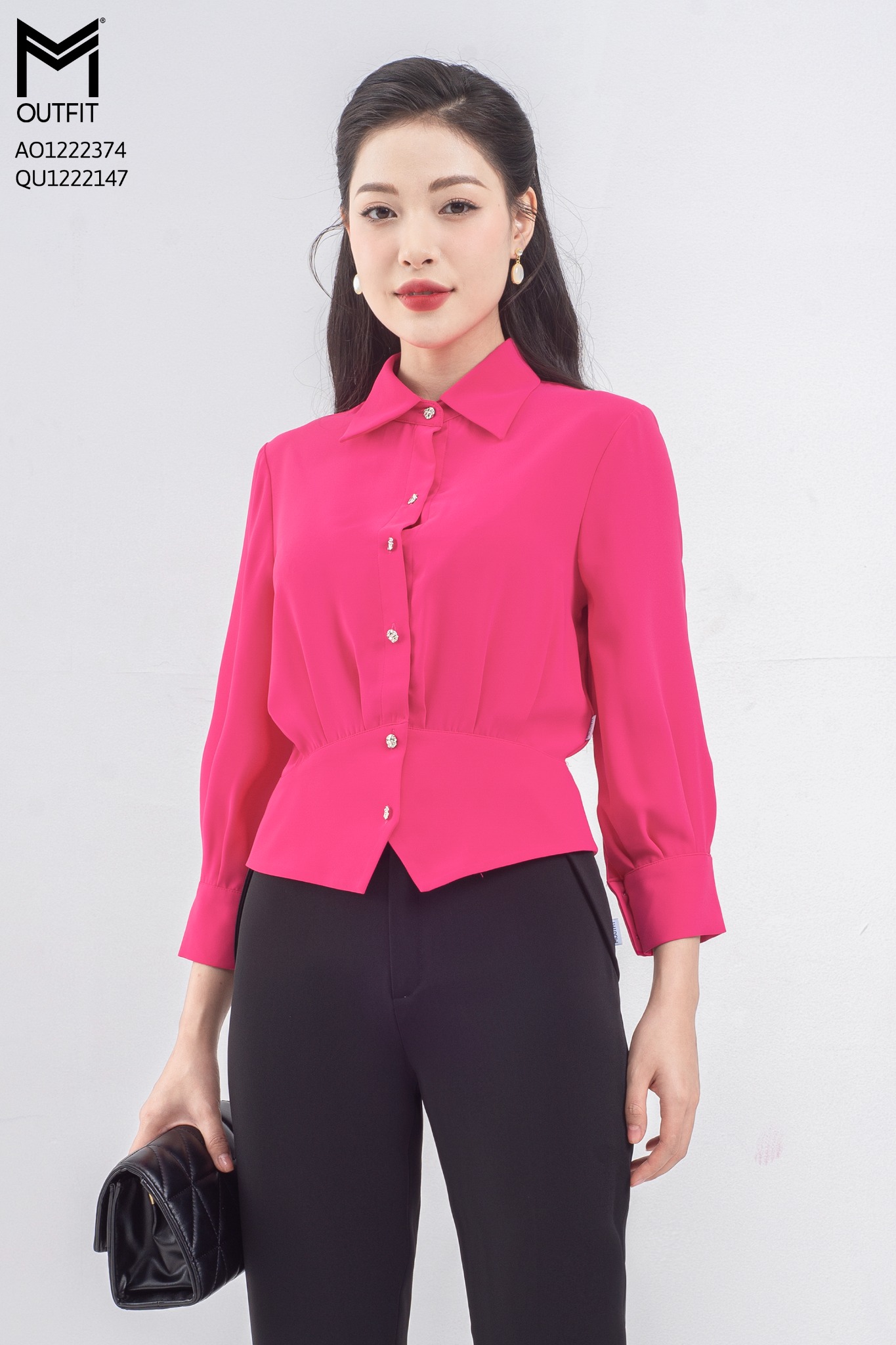 Áo sơ mi dáng croptop, tay lỡ -Mmoutfit