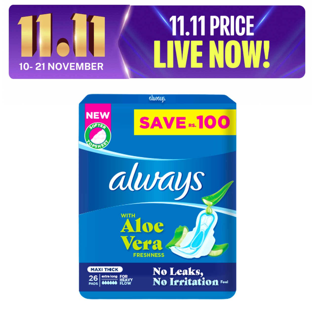 Always Thicks Sanitary Pads Extra Long Trio 26 Count