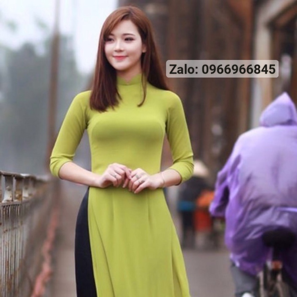 Áo dài trơn xanh cốm_Áo Dài Đan Linh