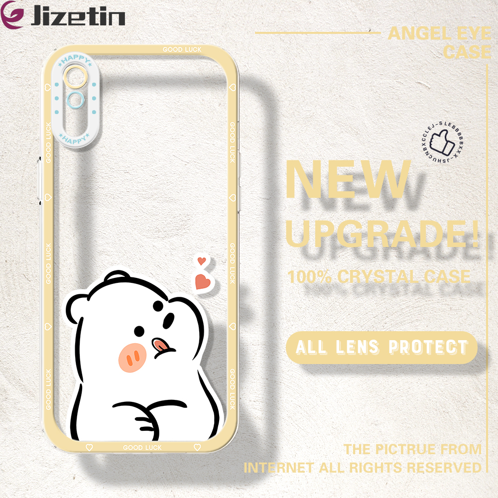 bear redmi 9a phone cover Jizetin for Redmi 9A Back Cover Crystal Transparent Chef White Bear Soft  Full Camera Cover Protection Phone Cases